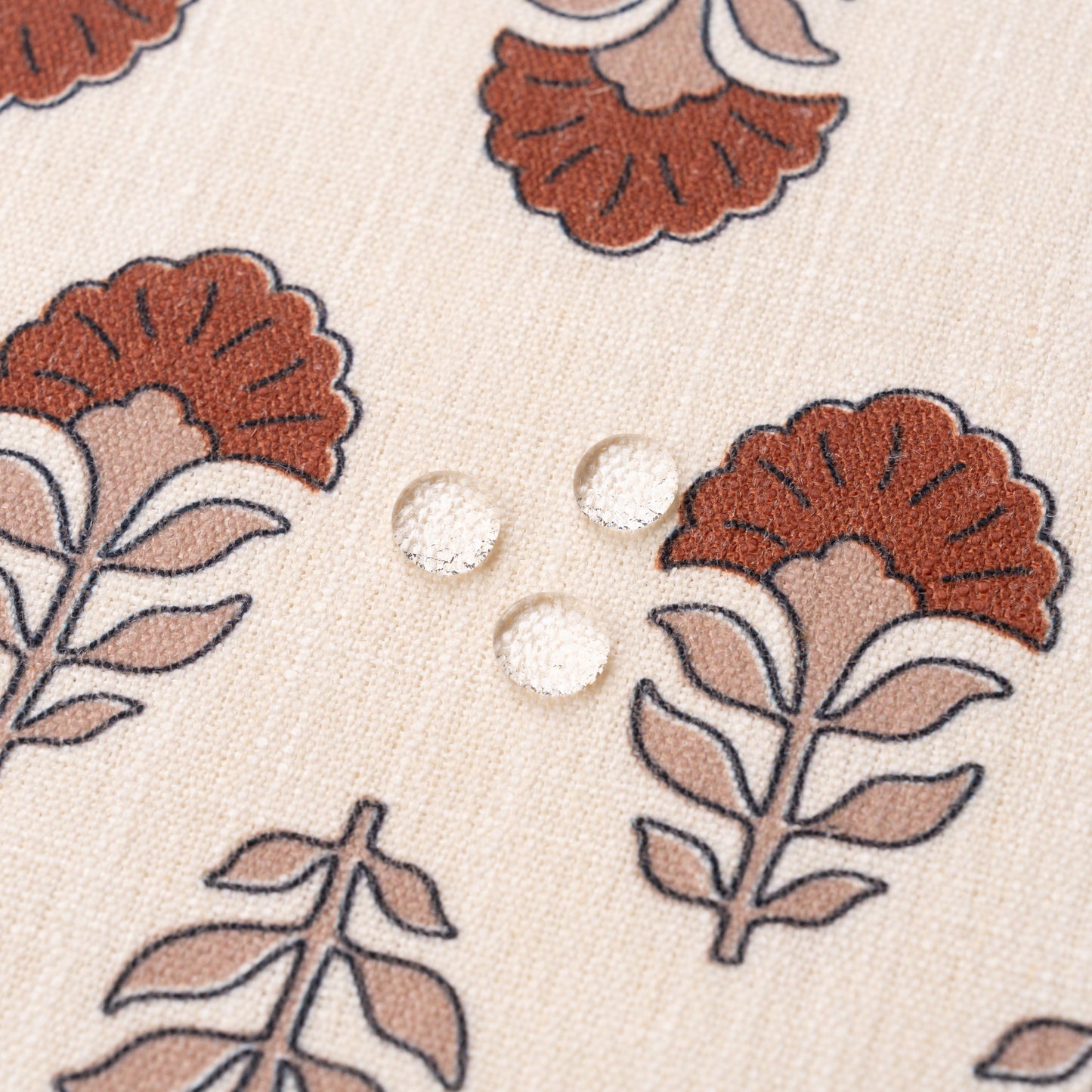 Monterra Indoor Outdoor Throw Pillow Cover, Block Print Flowers, Earth Tone Rust Orange Neutral, 20"x20"