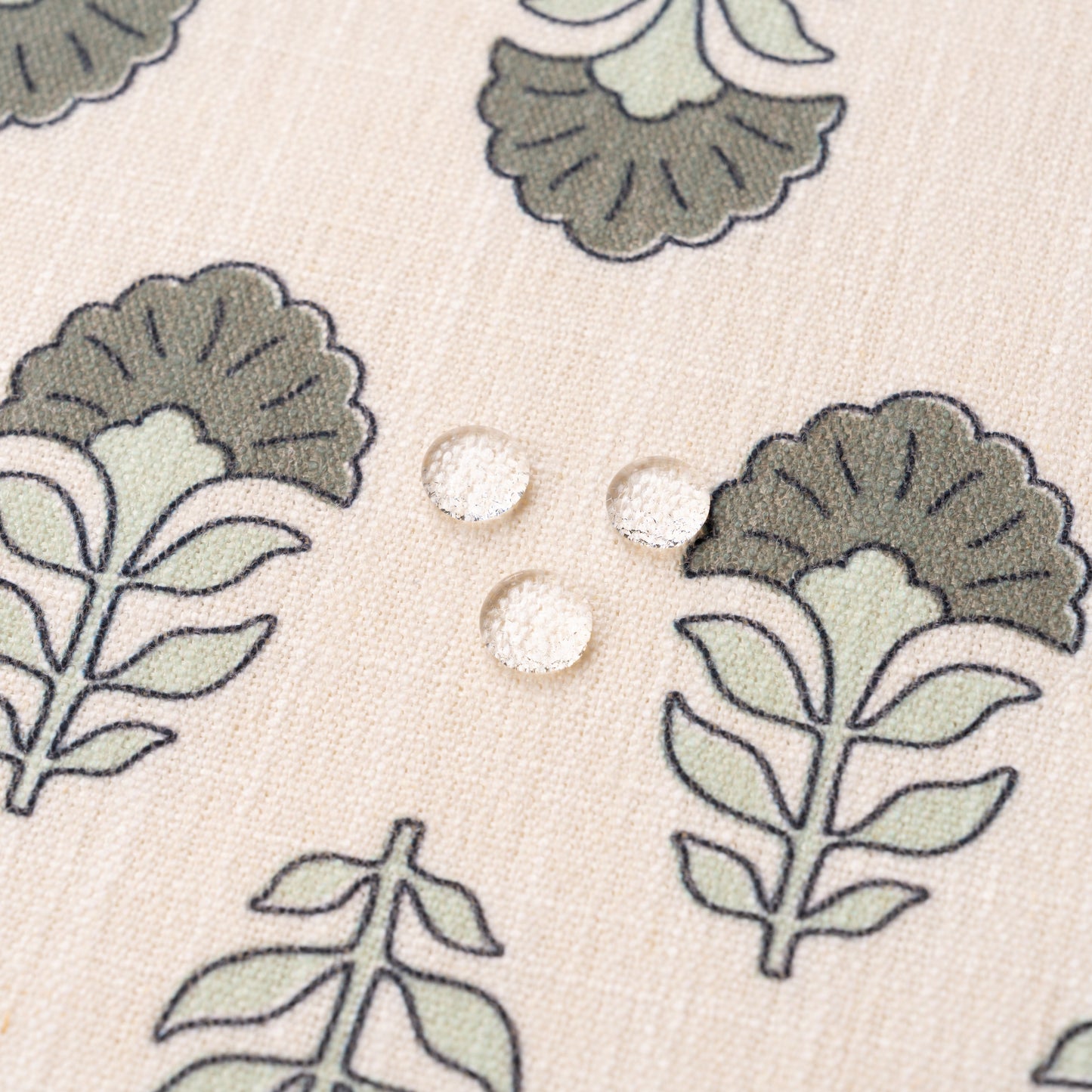 Monterra Indoor Outdoor Lumbar Pillow Cover, Block Print Flowers, Earth Tone Olive Green Neutral, 12"x20"