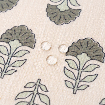 Monterra Indoor Outdoor Lumbar Pillow Cover, Block Print Flowers, Earth Tone Olive Green Neutral, 12"x20"