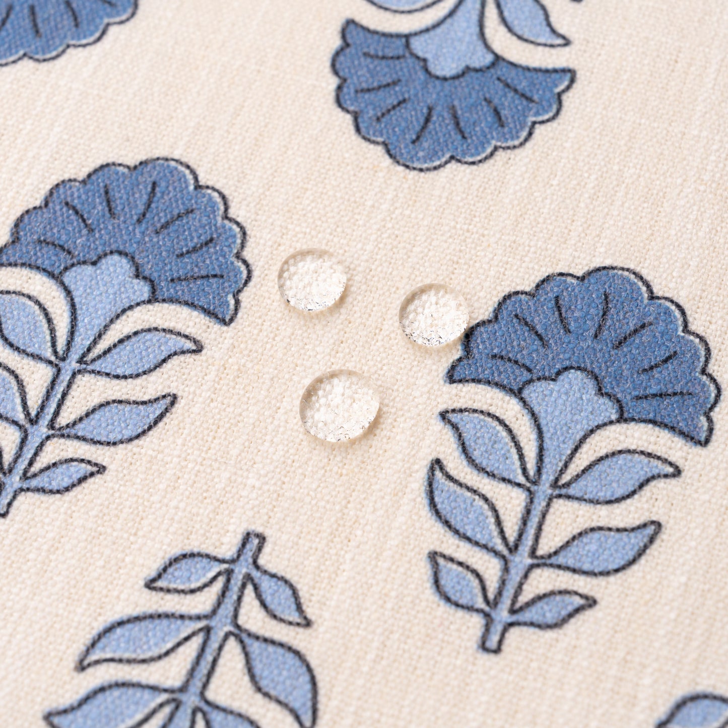 Monterra Indoor Outdoor Lumbar Pillow Cover, Block Print Flowers, Earth Tone  Azure Blue Neutral, 12"x20"