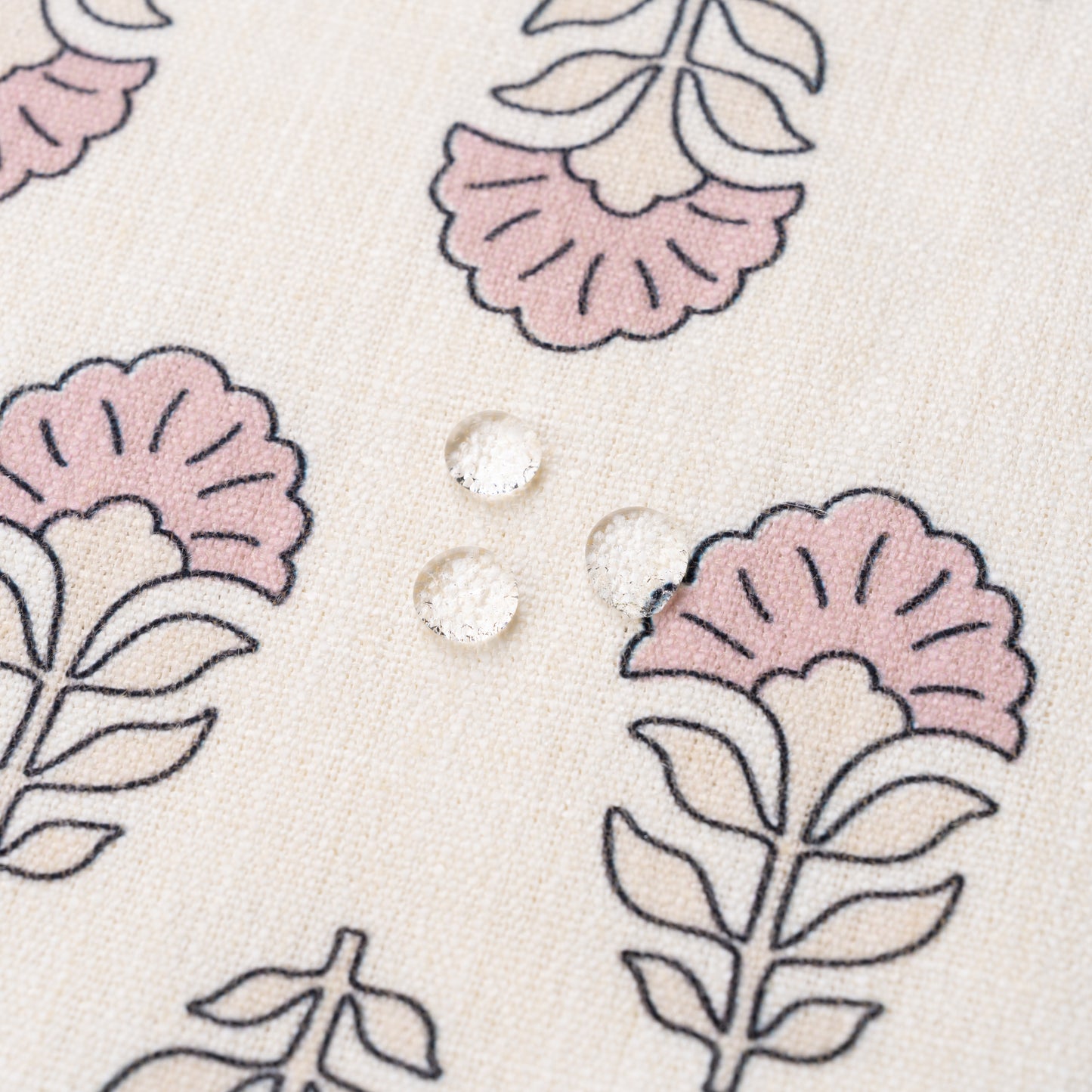 Monterra Indoor Outdoor Lumbar Pillow Cover, Block Print Flowers, Earth Tone Dark Rose Ivory Cream, 12"x20"