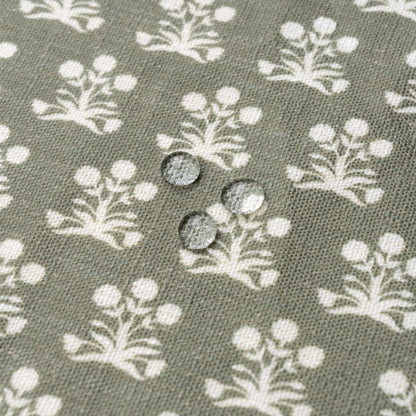 Florham Indoor Outdoor Throw Pillow Cover, Block Print Floral, Olive Green, 22"x22"