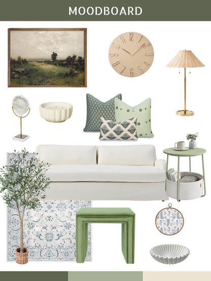 Florham Indoor Outdoor Throw Pillow Cover, Block Print Floral, Olive Green, 22"x22"