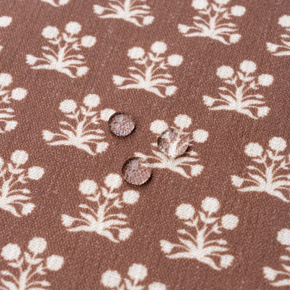 Florham Indoor Outdoor Throw Pillow Cover, Block Print Floral, Earth Tone Cocoa Brown, 22"x22"