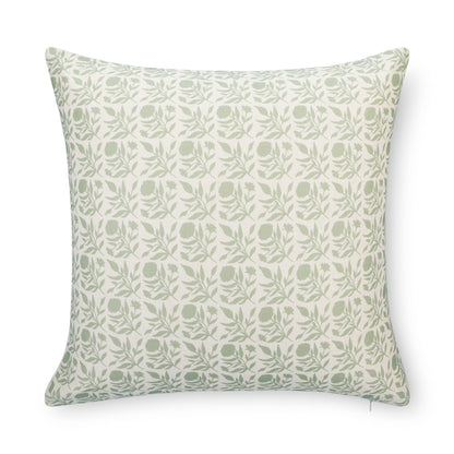 Roselith Indoor Outdoor Throw Pillow Cover, Floral and Leaves Geometric, Light Green, 20"x20"