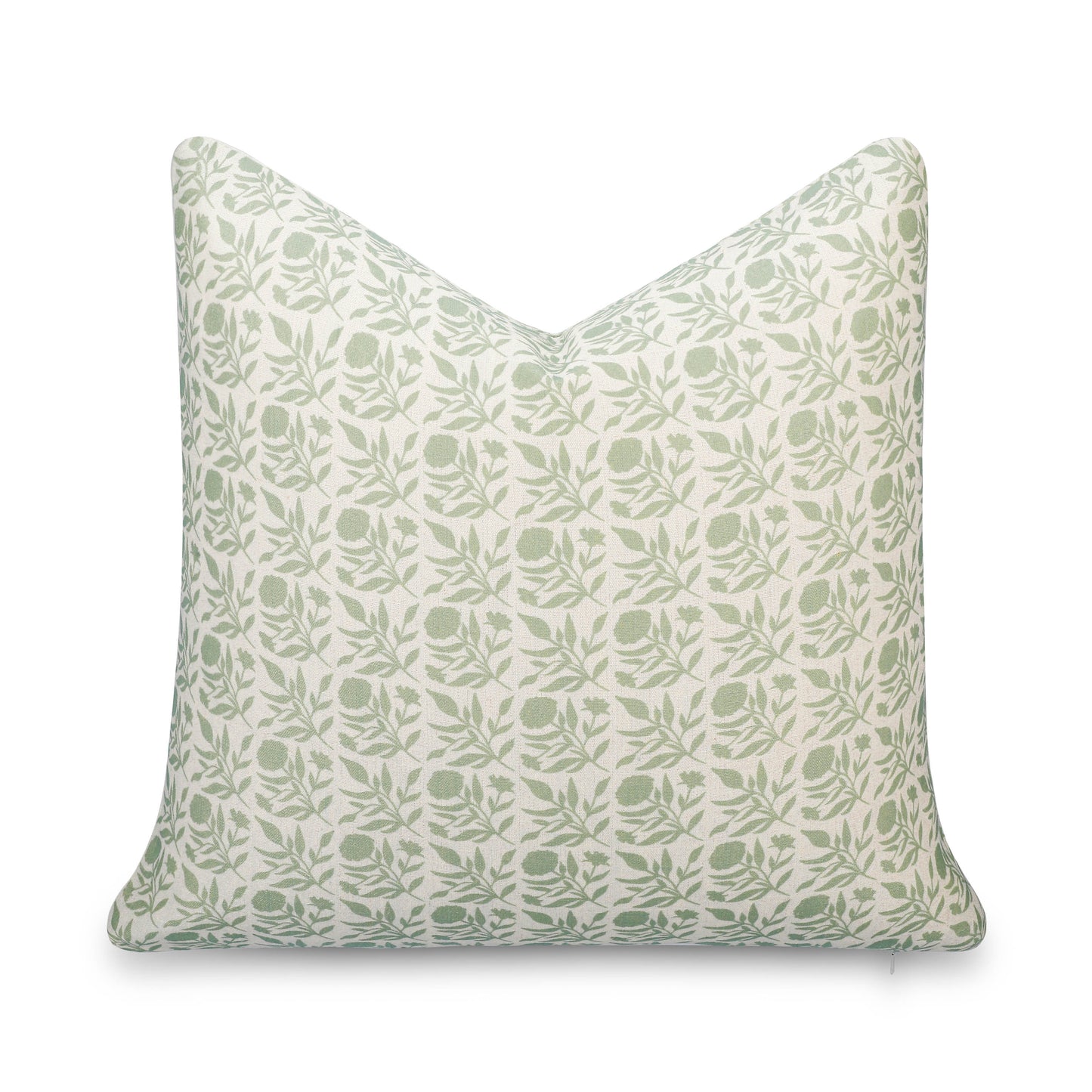 Roselith Indoor Outdoor Throw Pillow Cover, Floral and Leaves Geometric, Light Green, 20"x20"