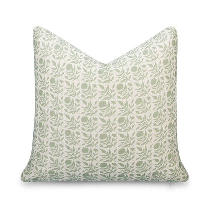 Roselith Indoor Outdoor Throw Pillow Cover, Floral and Leaves Geometric, Light Green, 20"x20"