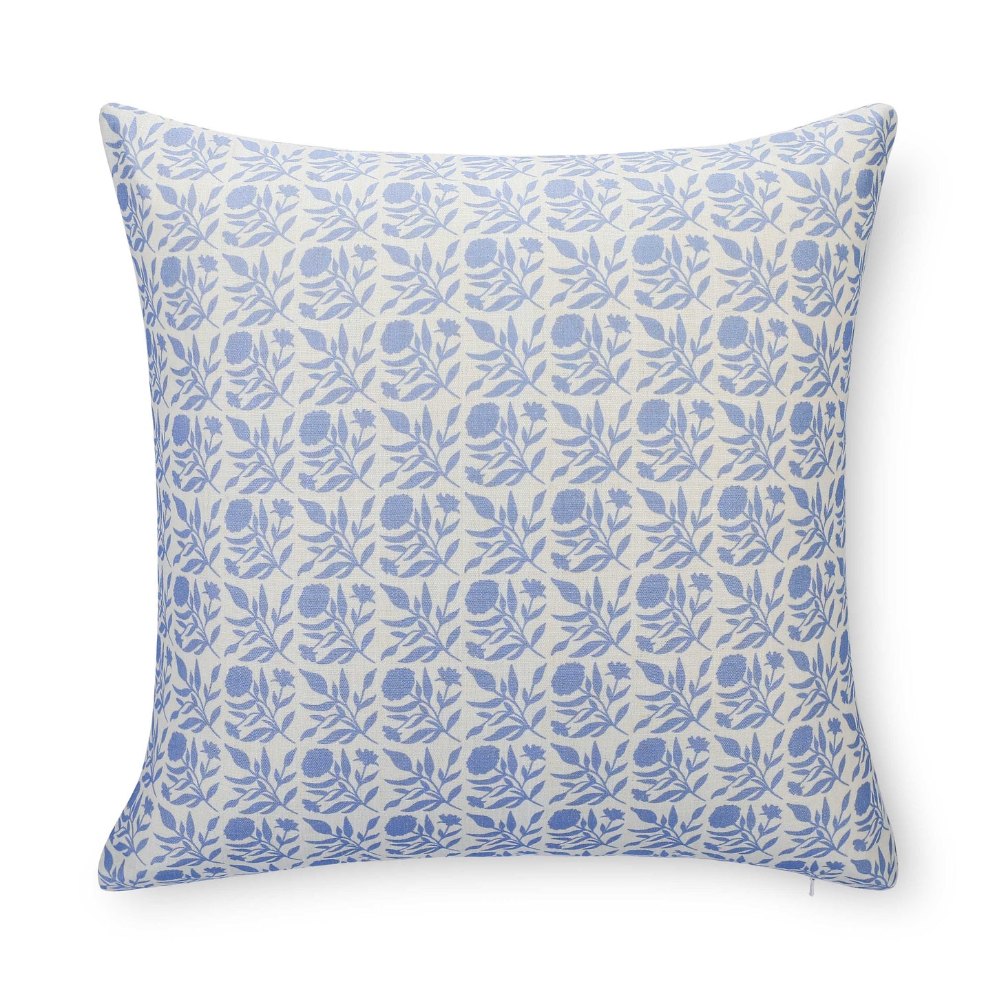 Roselith Indoor Outdoor Throw Pillow Cover, Floral and Leaves Geometric, Light Blue, 20"x20"