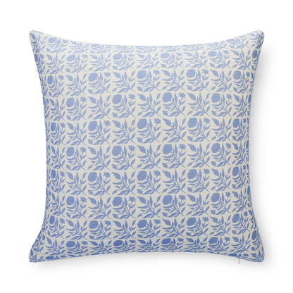 Roselith Indoor Outdoor Throw Pillow Cover, Floral and Leaves Geometric, Light Blue, 20"x20"