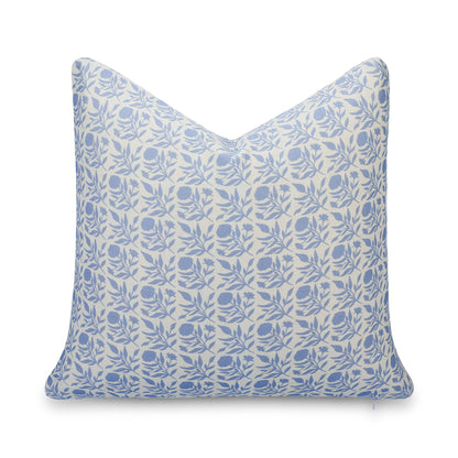 Roselith Indoor Outdoor Throw Pillow Cover, Floral and Leaves Geometric, Light Blue, 20"x20"