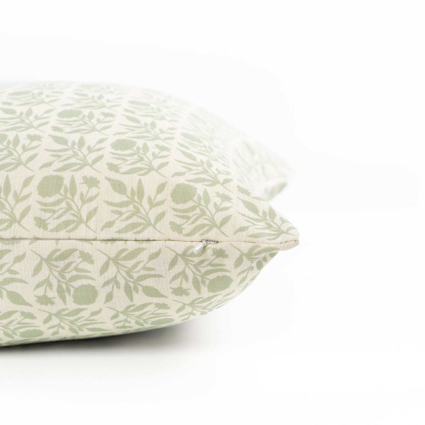 Roselith Indoor Outdoor Lumbar Pillow Cover, Floral and Leaves Geometric, Light Green, 12"x20"