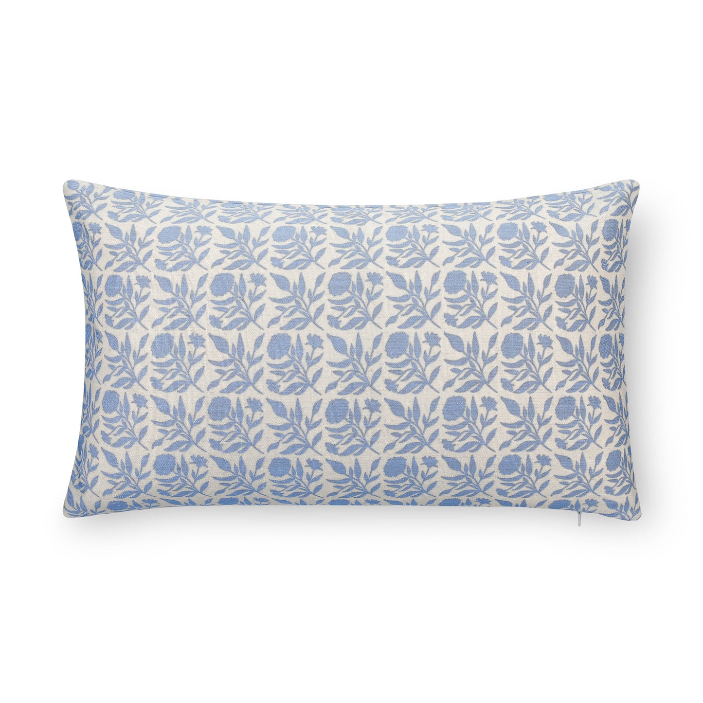 Roselith Indoor Outdoor Lumbar Pillow Cover, Floral and Leaves Geometric, Light Blue, 12"x20"