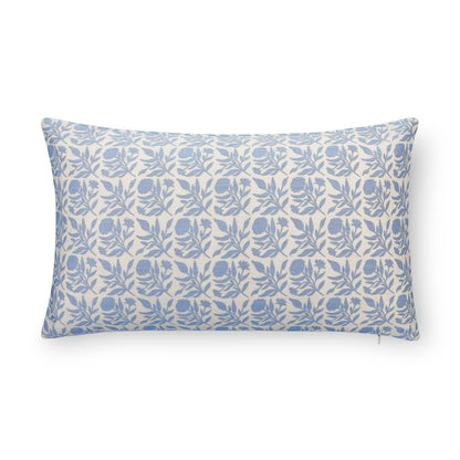 Roselith Indoor Outdoor Lumbar Pillow Cover, Floral and Leaves Geometric, Light Blue, 12"x20"