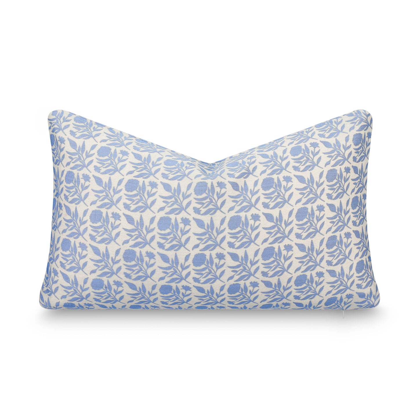 Roselith Indoor Outdoor Lumbar Pillow Cover, Floral and Leaves Geometric, Light Blue, 12"x20"
