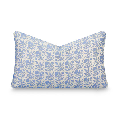 Roselith Indoor Outdoor Lumbar Pillow Cover, Floral and Leaves Geometric, Light Blue, 12"x20"