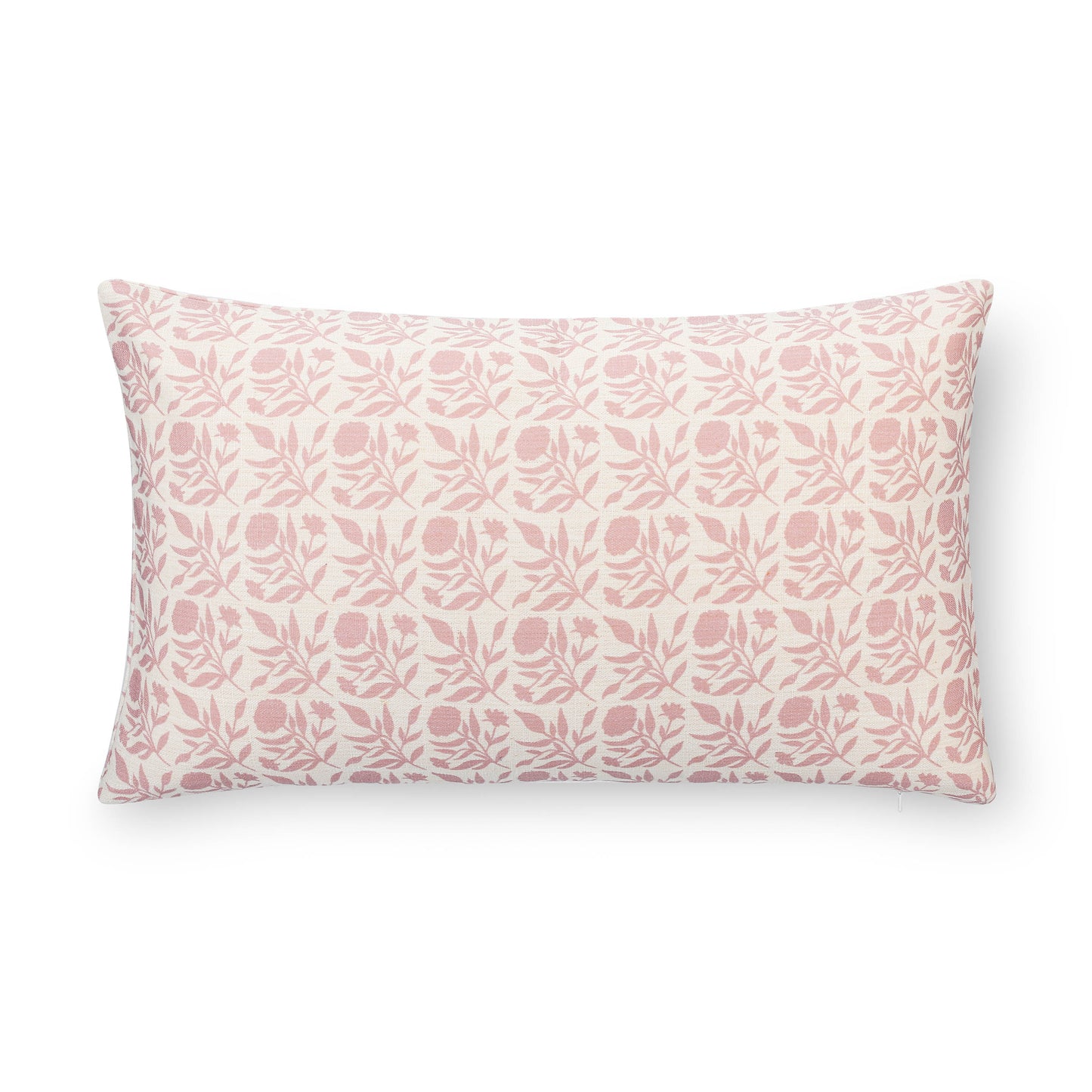 Roselith Indoor Outdoor Lumbar Pillow Cover, Floral and Leaves Geometric, Dark Rose, 12"x20"