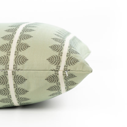 Vernaye Indoor Outdoor Throw Pillow Cover, Leaves Stripes, Olive Light Green, 20"x20"