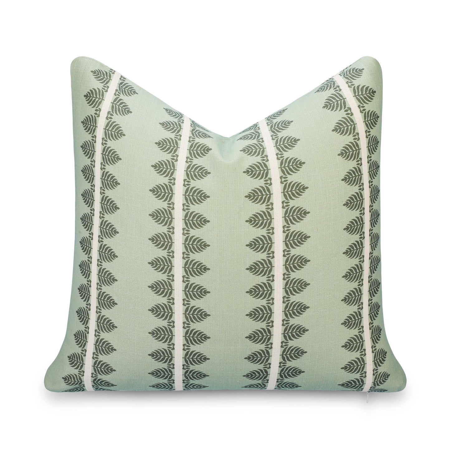 Vernaye Indoor Outdoor Throw Pillow Cover, Leaves Stripes, Olive Light Green, 20"x20"