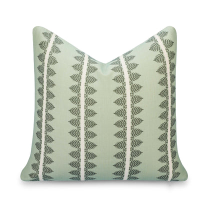 Vernaye Indoor Outdoor Throw Pillow Cover, Leaves Stripes, Olive Light Green, 20"x20"