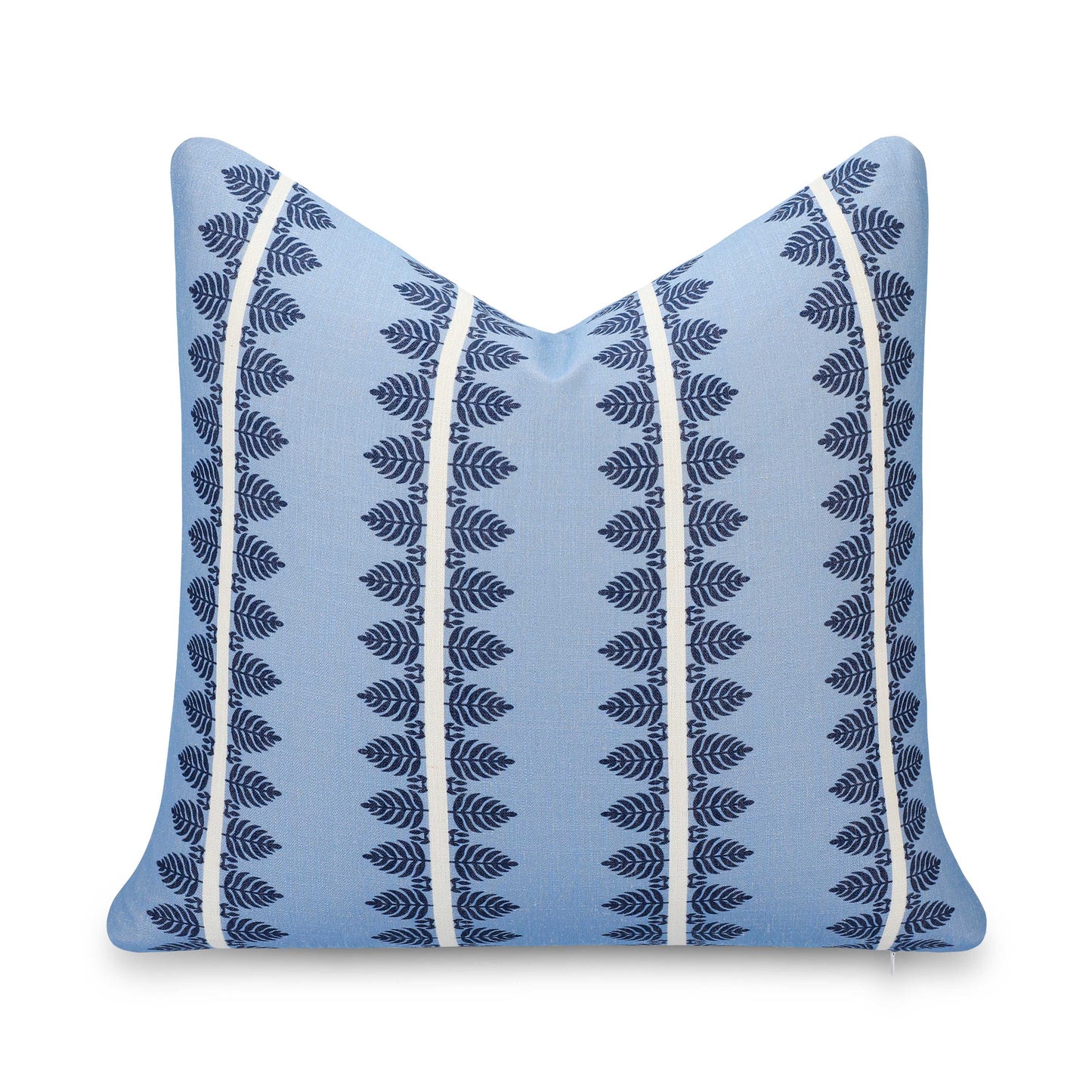 Vernaye Indoor Outdoor Throw Pillow Cover, Leaves Stripes, Dark Navy Blue, 20"x20"