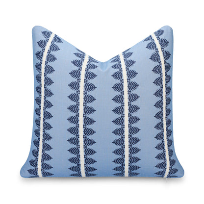 Vernaye Indoor Outdoor Throw Pillow Cover, Leaves Stripes, Dark Navy Blue, 20"x20"