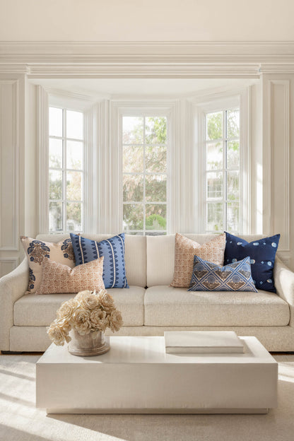 Vernaye Indoor Outdoor Throw Pillow Cover, Leaves Stripes, Dark Navy Blue, 20"x20"