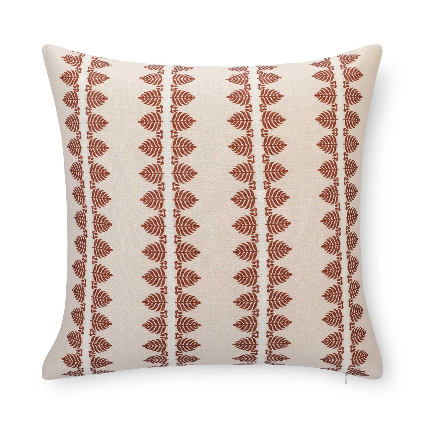 Vernaye Indoor Outdoor Throw Pillow Cover, Leaves Stripes, Earth Tone Rust Orange Neutral, 20"x20"