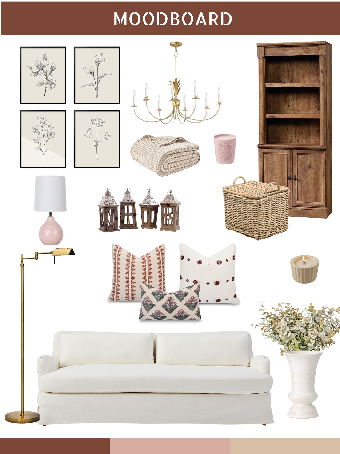 Vernaye Indoor Outdoor Throw Pillow Cover, Leaves Stripes, Earth Tone Rust Orange Neutral, 20"x20"