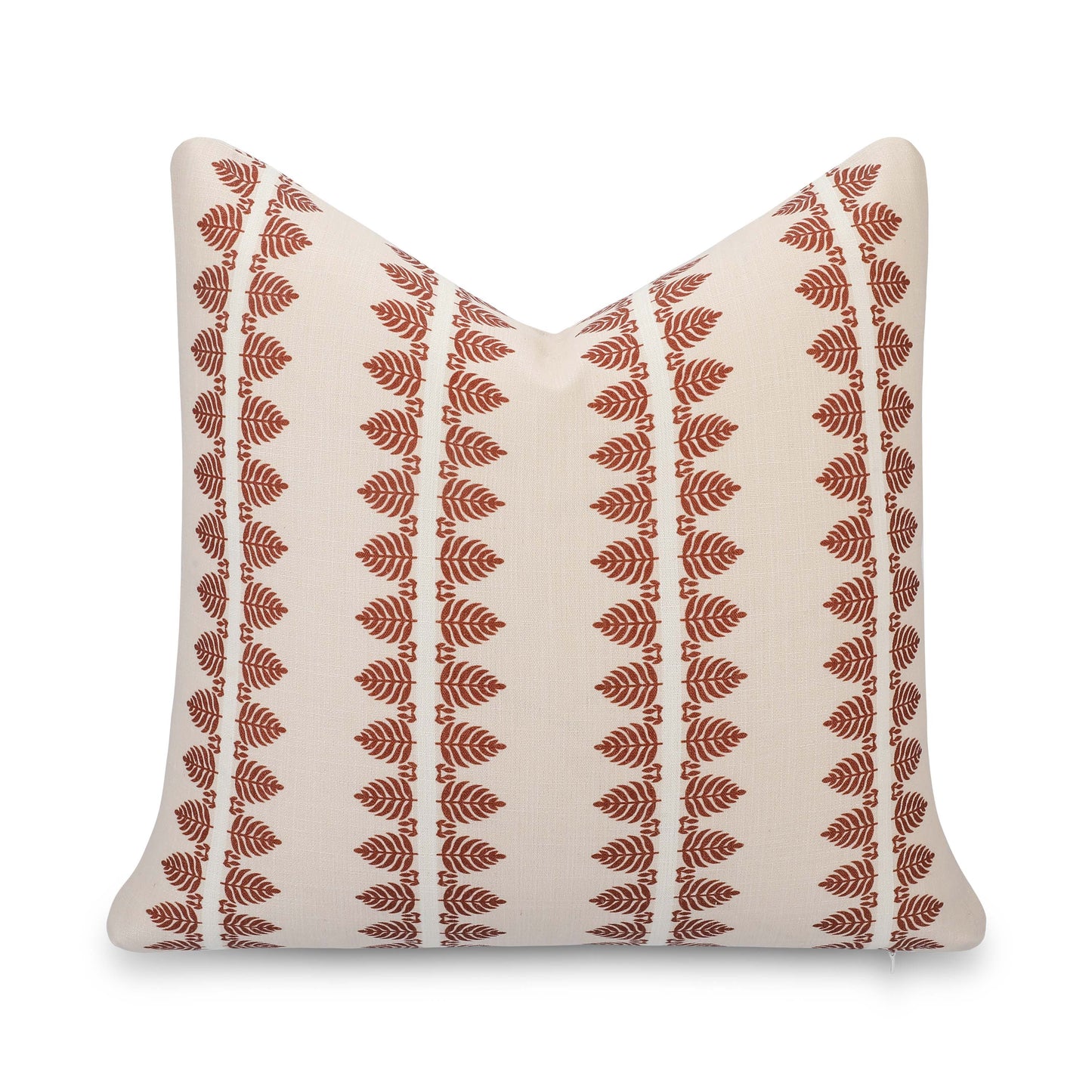 Vernaye Indoor Outdoor Throw Pillow Cover, Leaves Stripes, Earth Tone Rust Orange Neutral, 20"x20"