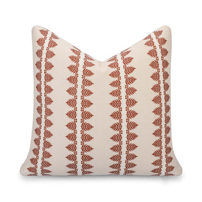 Vernaye Indoor Outdoor Throw Pillow Cover, Leaves Stripes, Earth Tone Rust Orange Neutral, 20"x20"