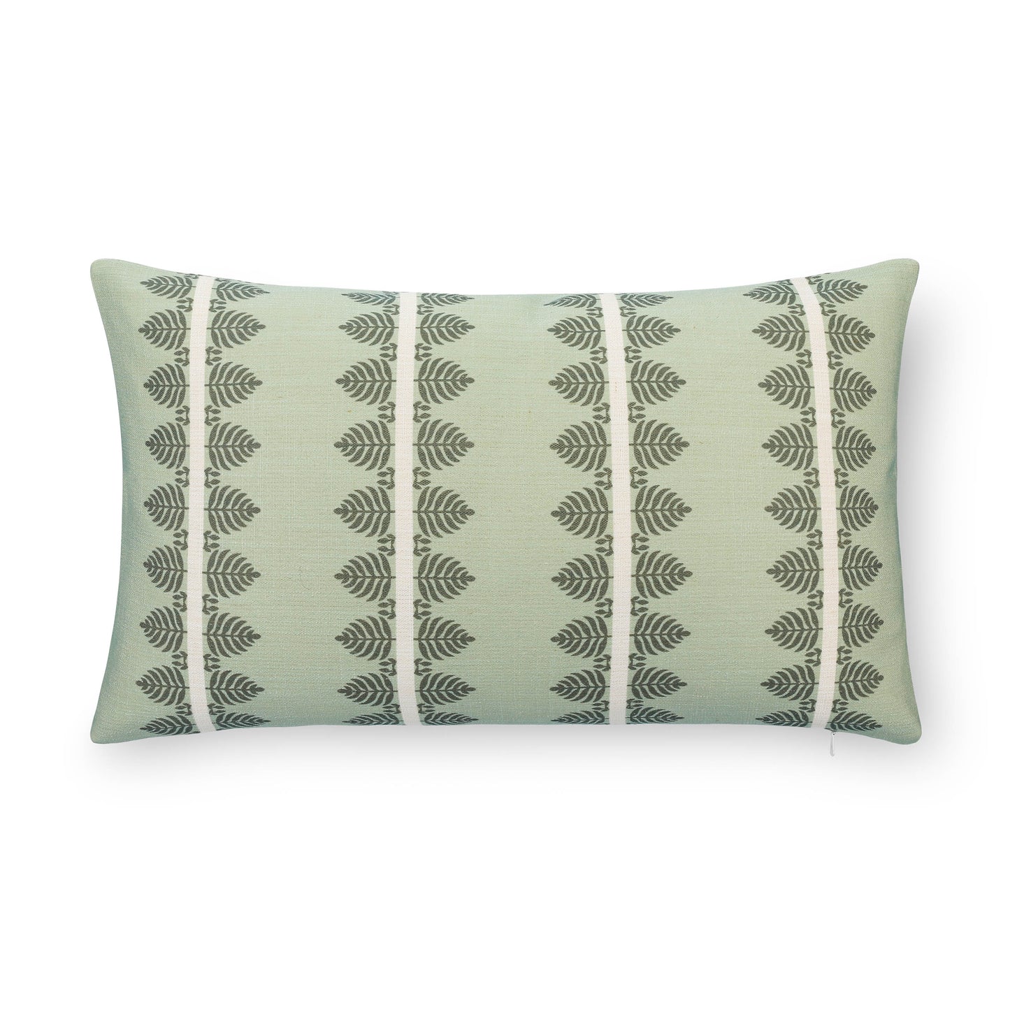 Vernaye Indoor Outdoor Lumbar Pillow Cover, Leaves Stripes, Olive Light Green, 12"x20"