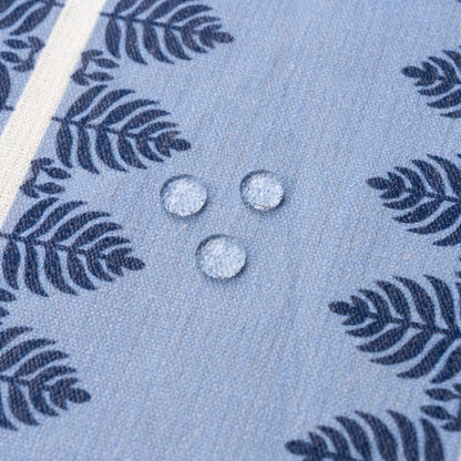 Vernaye Indoor Outdoor Lumbar Pillow Cover, Leaves Stripes, Dark Navy Blue, 12"x20"