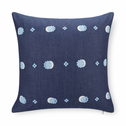 Carmelle Indoor Outdoor Throw Pillow Cover, Striped Dots, Dark Navy Blue, 20"x20"