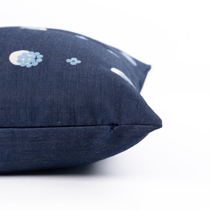 Carmelle Indoor Outdoor Throw Pillow Cover, Striped Dots, Dark Navy Blue, 20"x20"