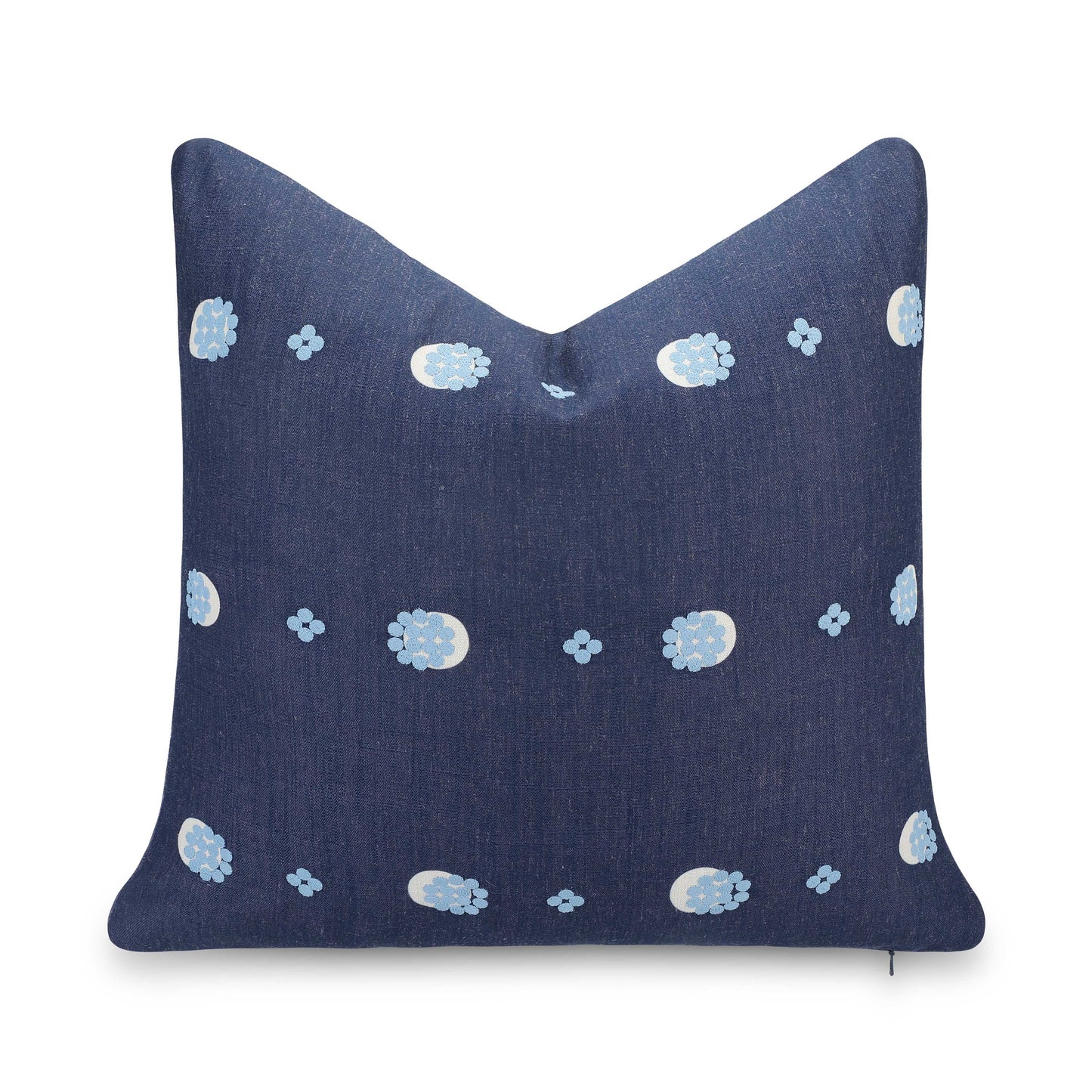 Carmelle Indoor Outdoor Throw Pillow Cover, Striped Dots, Dark Navy Blue, 20"x20"