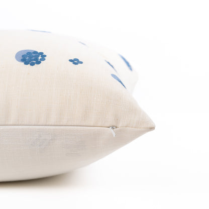 Carmelle Indoor Outdoor Throw Pillow Cover, Striped Dots, Blue Ivory Cream, 20"x20"