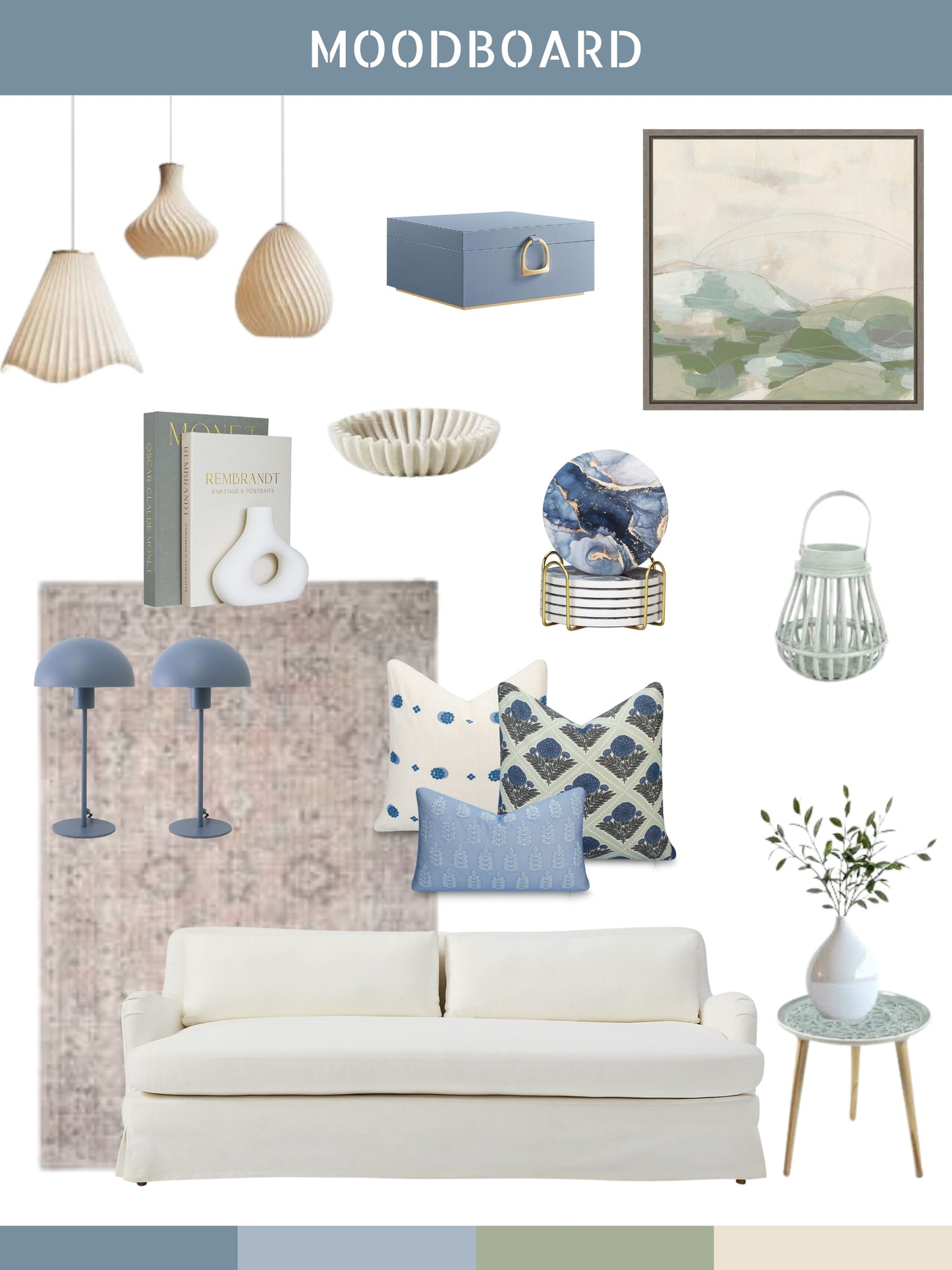 Carmelle Indoor Outdoor Throw Pillow Cover, Striped Dots, Blue Ivory Cream, 20"x20"