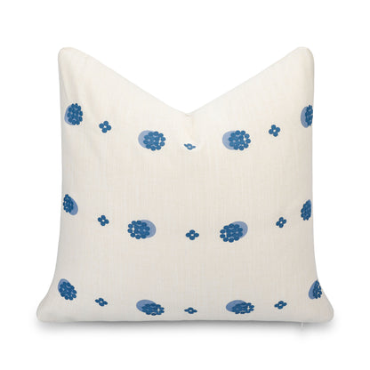 Carmelle Indoor Outdoor Throw Pillow Cover, Striped Dots, Blue Ivory Cream, 20"x20"