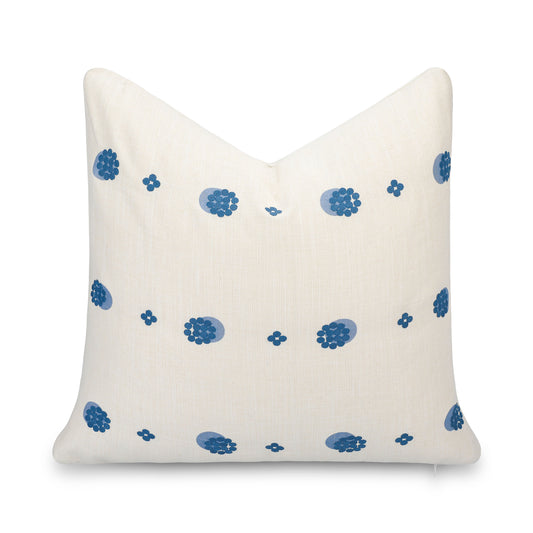 Carmelle Indoor Outdoor Throw Pillow Cover, Striped Dots, Blue Ivory Cream, 20"x20"