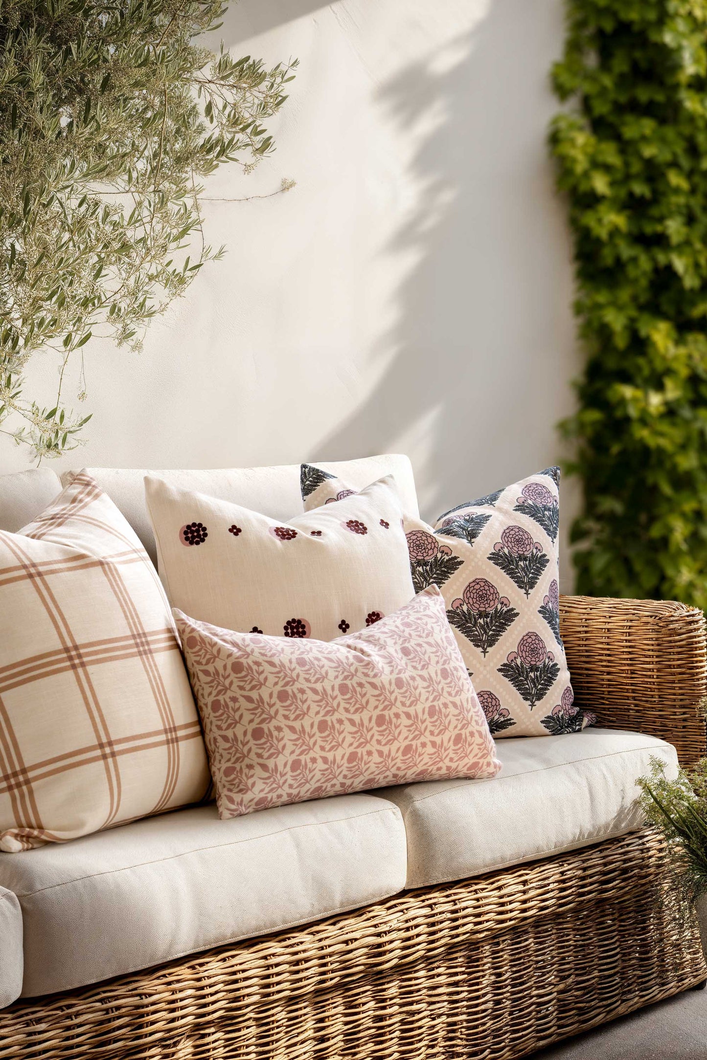 Carmelle Indoor Outdoor Throw Pillow Cover, Striped Dots, Earth Tone Rust Orange Ivory Cream, 20"x20"