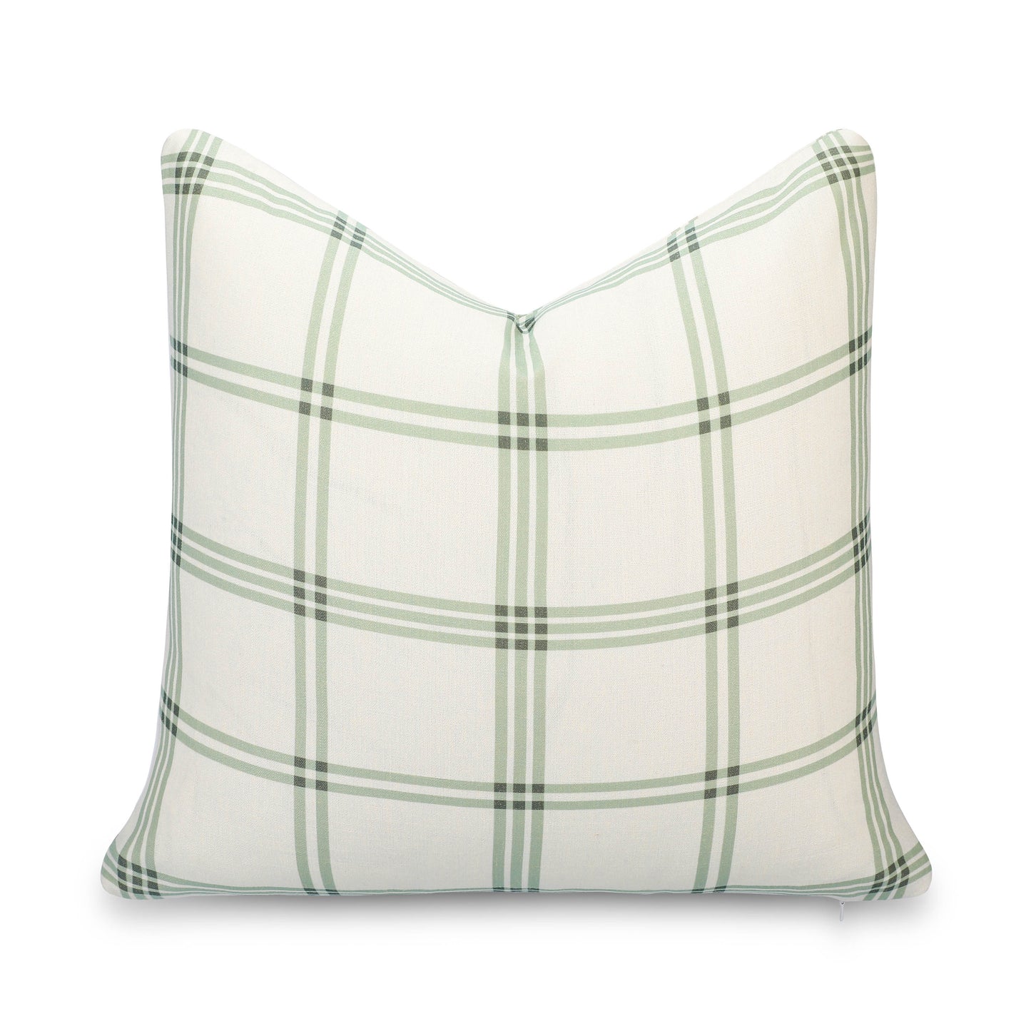 Norham Indoor Outdoor Throw Pillow Cover, Plaid, Olive Light Green, 22"x22"