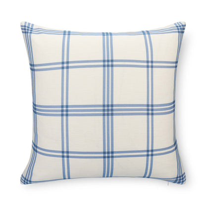 Norham Indoor Outdoor Throw Pillow Cover, Plaid, Azure Light Blue, 22"x22"