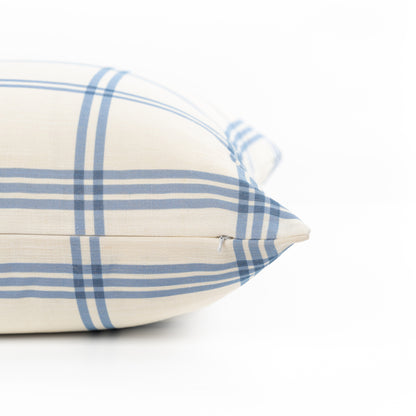 Norham Indoor Outdoor Throw Pillow Cover, Plaid, Azure Light Blue, 22"x22"