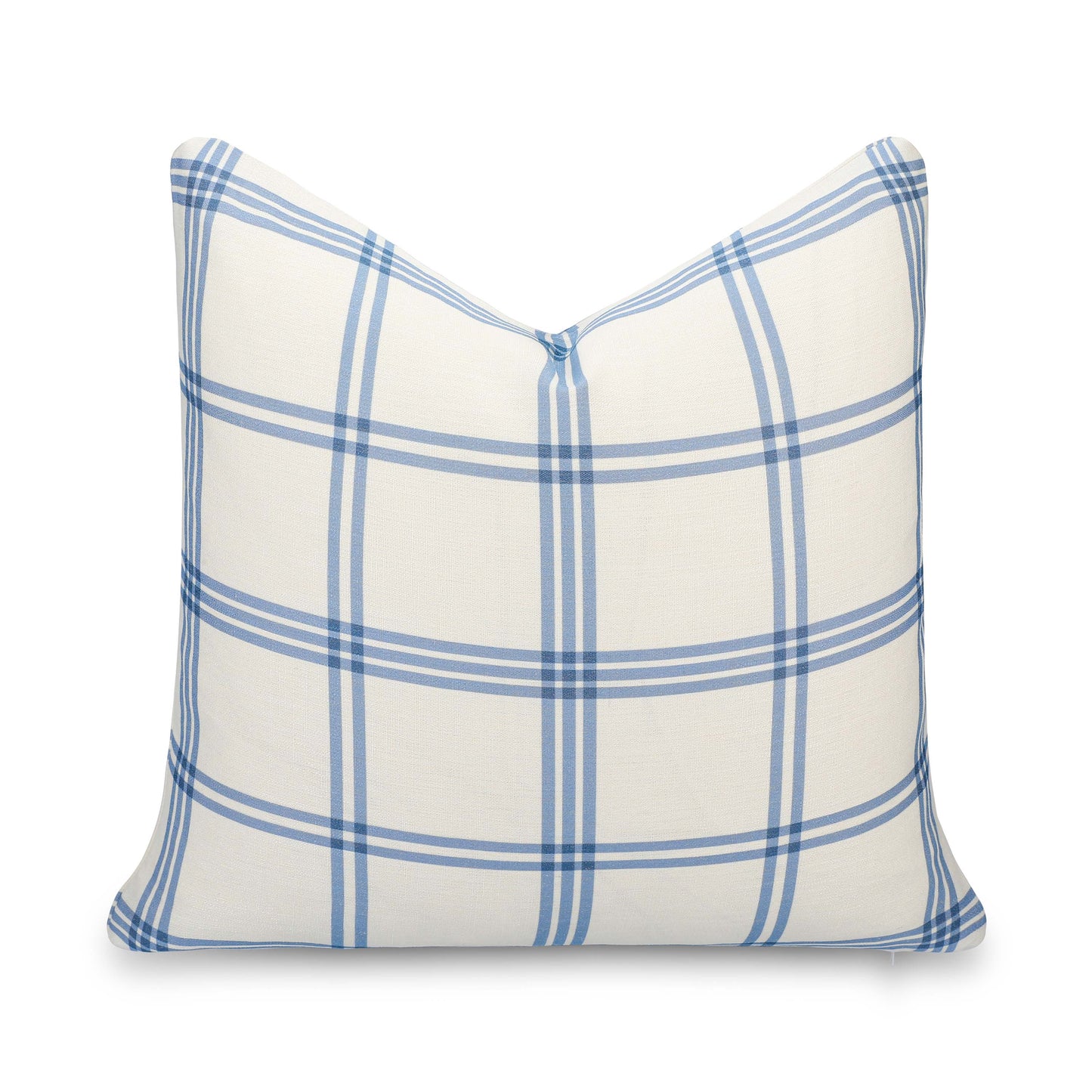 Norham Indoor Outdoor Throw Pillow Cover, Plaid, Azure Light Blue, 22"x22"