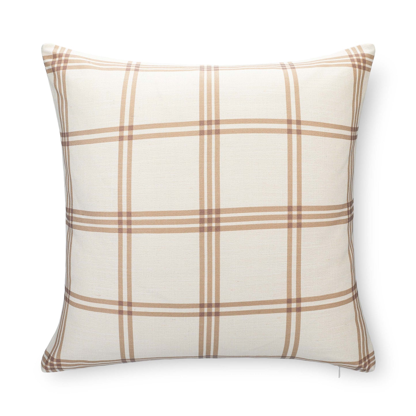 Norham Indoor Outdoor Throw Pillow Cover, Plaid, Earth Tone Tan Dark Khaki, 22"x22"