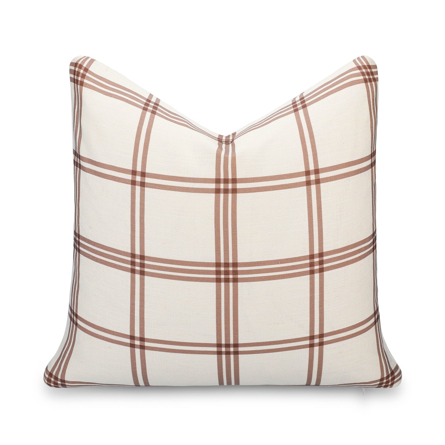 Norham Indoor Outdoor Throw Pillow Cover, Plaid, Earth Tone Brown Dark Khaki, 22"x22"