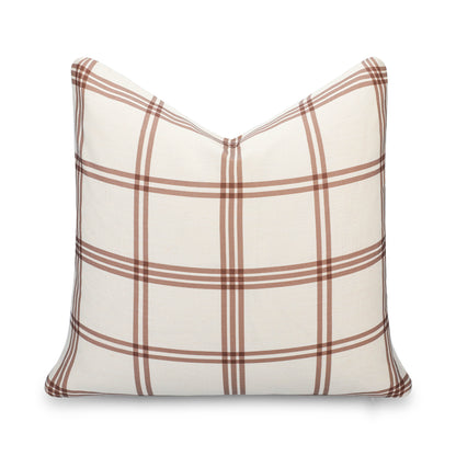 Norham Indoor Outdoor Throw Pillow Cover, Plaid, Earth Tone Brown Dark Khaki, 22"x22"