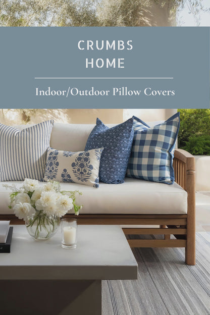 Liora Indoor Outdoor Throw Pillow Cover, Wave Stripes, Azure Blue, 22"x22"