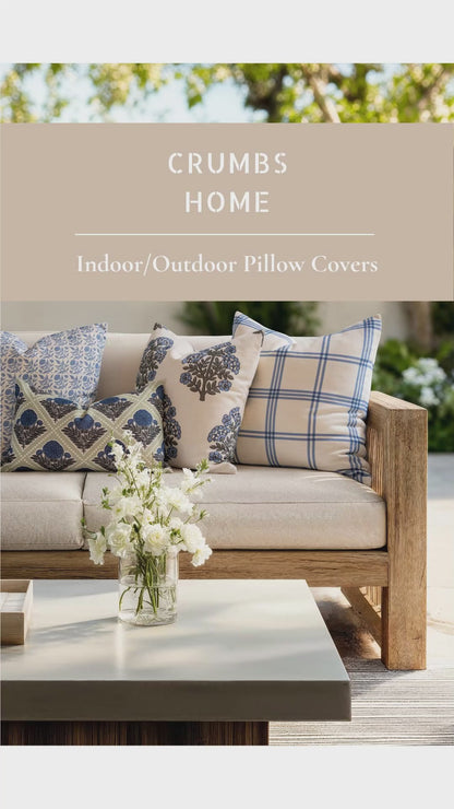 Norham Indoor Outdoor Throw Pillow Cover, Plaid, Azure Light Blue, 22"x22"