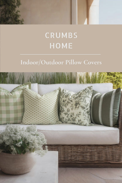 Alessia Indoor Outdoor Throw Pillow Cover, Botanical Flowers and Leaves, Light Green, 22"x22"